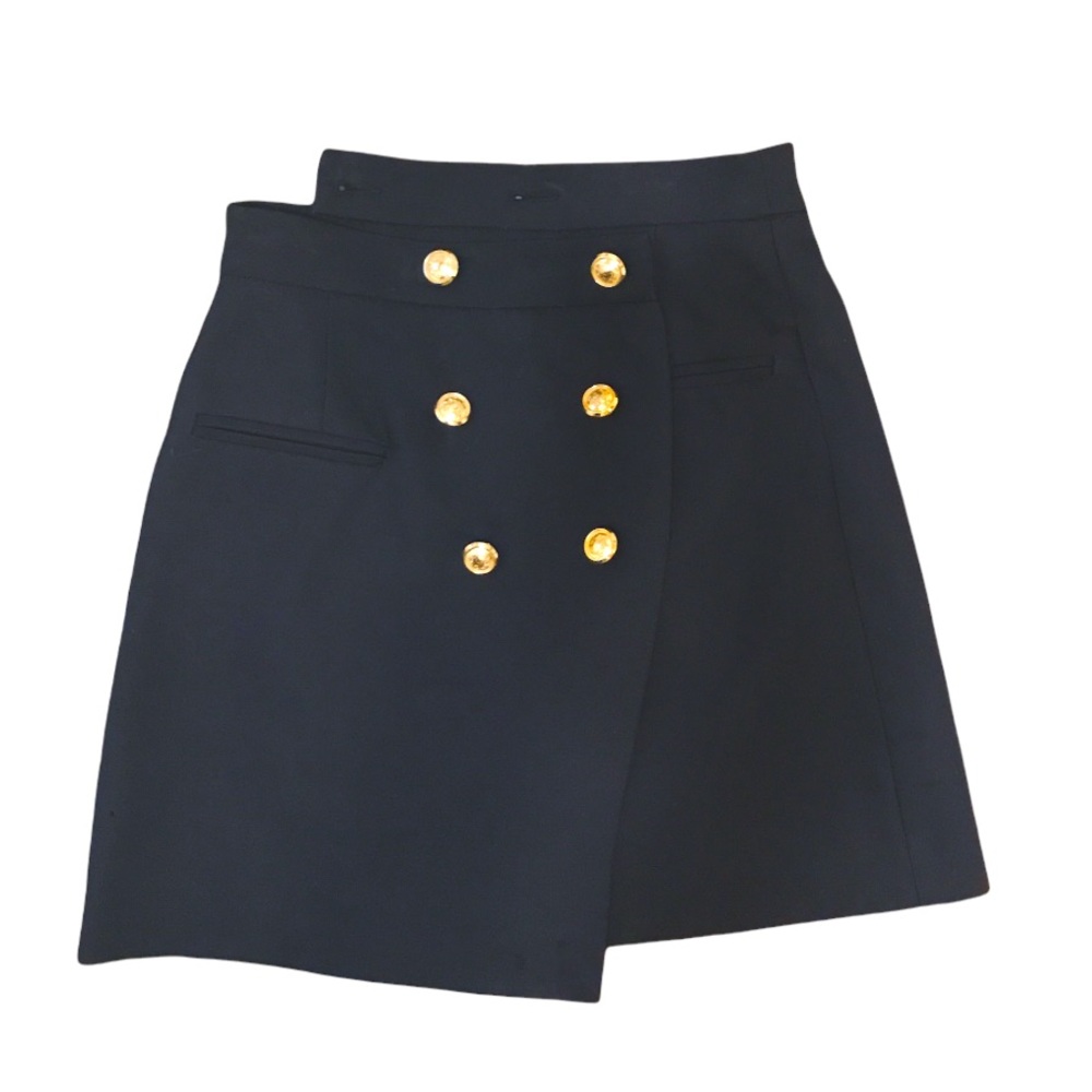 Zara Black Mini Skirt with Gold Buttons